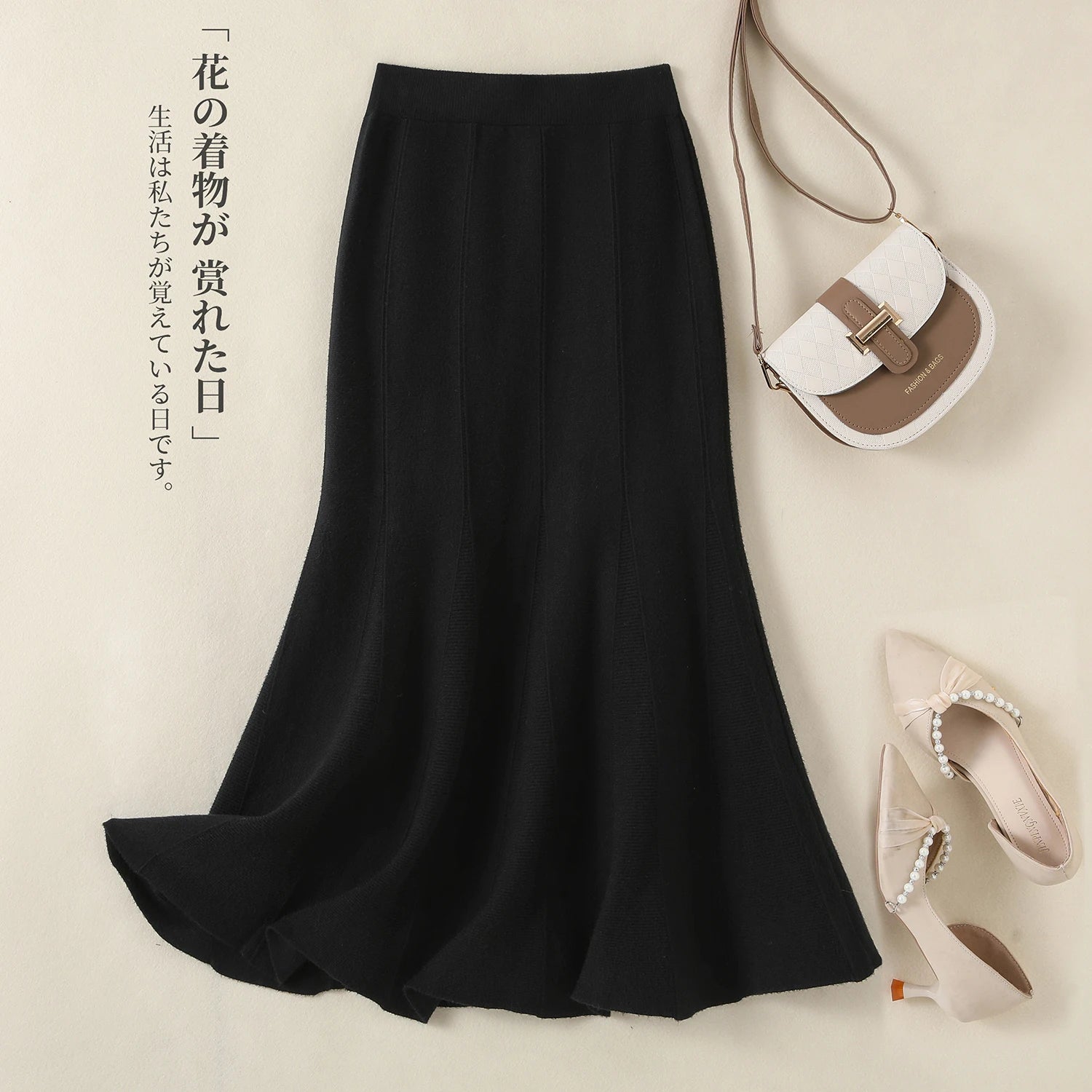 Korean Fashion Autumn Winter Warm Women Solid Knitted Wrapped Hip Long Skirts High Waist A-line Pleated Skirt 2024 New Versatile