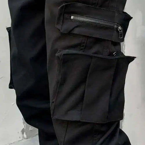 Load image into Gallery viewer, High Elastic Waist Black Belted Zipper Pockets Pants New Loose Fit Trousers Women Fashion Tide Spring Autumn 2025 1DF4632
