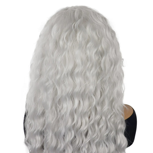 Load image into Gallery viewer, Synthetic Hair Long Grey Wigs for Women Thick Long Wavy Wig Fluffy Hairine with No Hair Part Regular Wigs Female Costume Wigs
