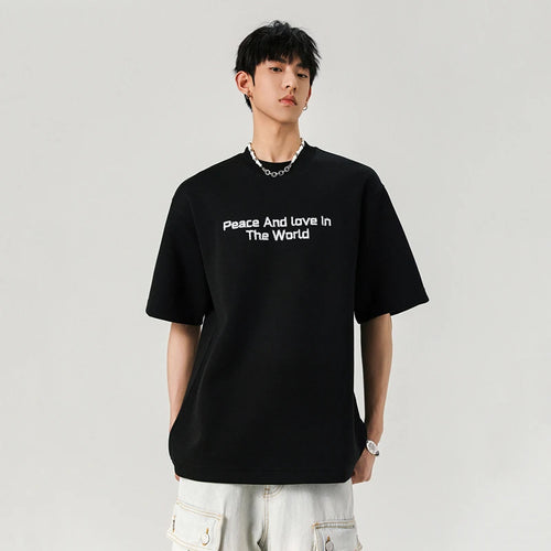 Load image into Gallery viewer, Male T-shirts Short Sleeve Embroidery Letter Printing Trendy Solid Color O-neck Stylish New Summer Men&#39;s Clothing 9W1937
