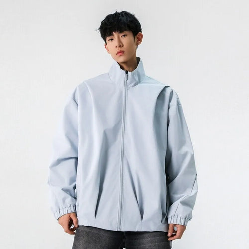 Load image into Gallery viewer, Korean Style Men's Jackets Casual Stand Collar Solid Color Fashion Pleated Design Outdoor Loose Male Coats Spring 9W1234
