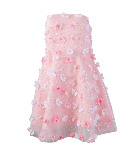 Women Three-dimensional Flower Rhinestones Mini Strapless Dress New Sleeveless Fashion Tide Spring Autumn 2025 CPG2978