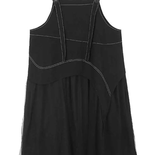 Load image into Gallery viewer, Women Black Topstitched Mesh Big Size Strap Dress New Square Collar Sleeveless Fashion Tide Spring Autumn 2025  1DH6192
