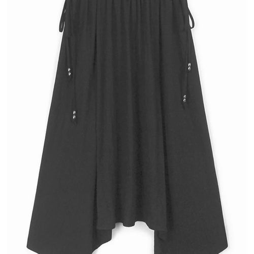 Load image into Gallery viewer, High Elastic Waist Gray Drawstring Irregular Hem A-line Half-body Skirt Women Fashion Tide New Spring Autumn 2025 1DJ0662
