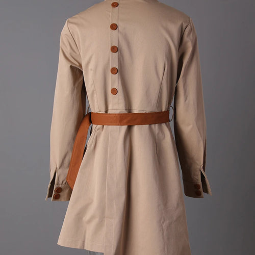 Load image into Gallery viewer, Women Camel Button Irregular Big Size Trench New Stand Collar Long Sleeve Windbreaker Fashion Spring Autumn 2025  7AB9123
