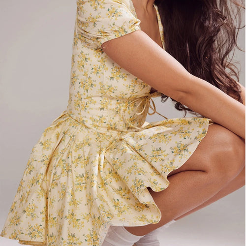 Load image into Gallery viewer, Fashion Summer Dresses 2024 Sexy V Neck Puff Sleeve Tulle Dress Fluffy Print Holiday Party Dress Casual A Line Dress
