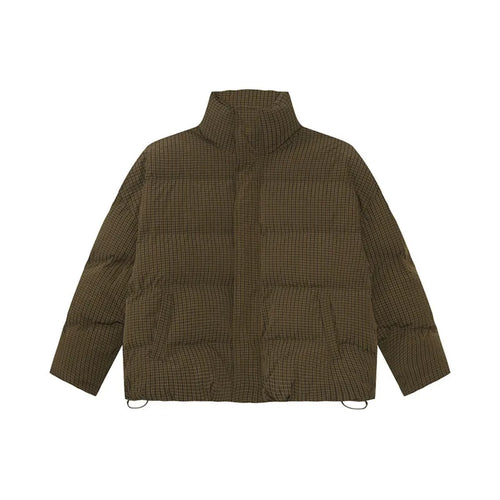 Load image into Gallery viewer, American Style Men&#39;s Cotton Coats Stand Collar Plaid Drawstring Casual Tops Thick Vintage Loose Male Padded Jackets 9C9340
