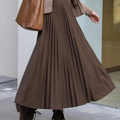Load image into Gallery viewer, Autumn Winter French Vintage Solid Versatile A-line Long Skirts Women's 2024 Elegant High Waist Office Lady Pleated Skirt Simple
