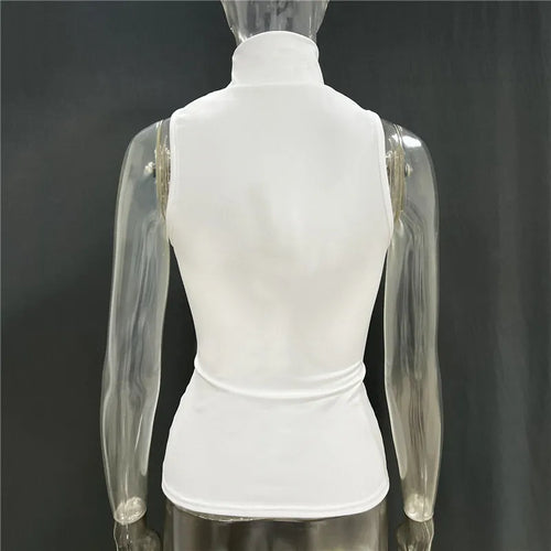 Load image into Gallery viewer, Turtleneck Basic Knit Tank Tops Women Vest Pullovers Metal Ring Camisole Sleeveless Skinny Knitted Tops Y2K Cropped Top
