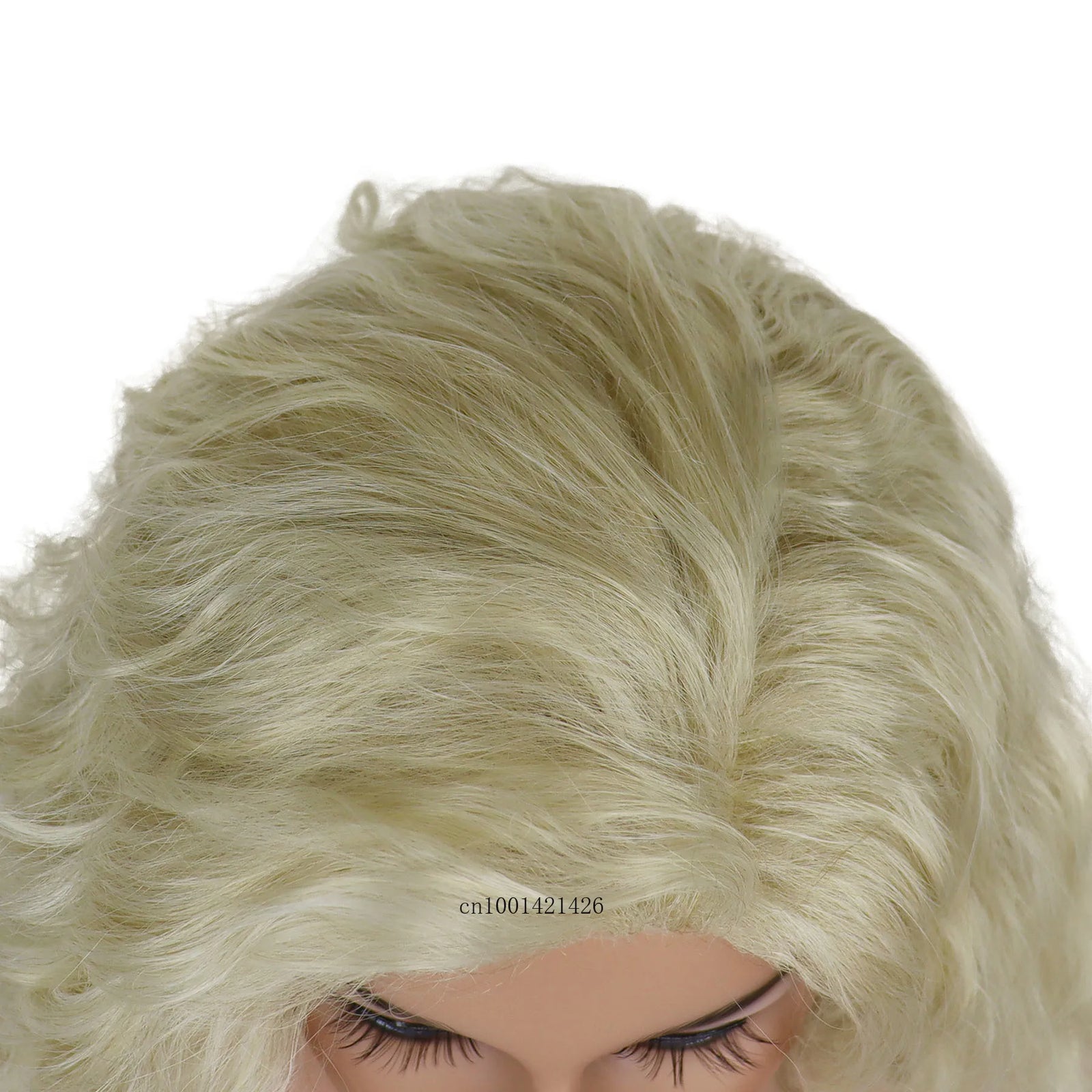 Asian Wigs for Women Synthetic Fiber Long Blonde Wig Curly Wavy Cosplay Wig Halloween Costume Carnival Party Natural Wigs Female