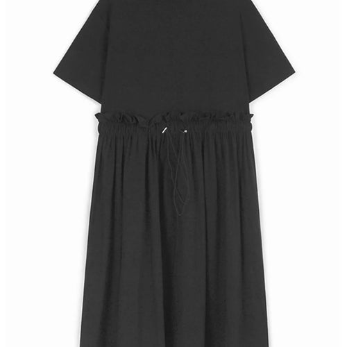 Load image into Gallery viewer, Women Gray Pleated Ruffles Big Size Elegant Midi Dress New Round Neck Short Sleeve Fashion Tide Spring Summer 2025 1DJ0927
