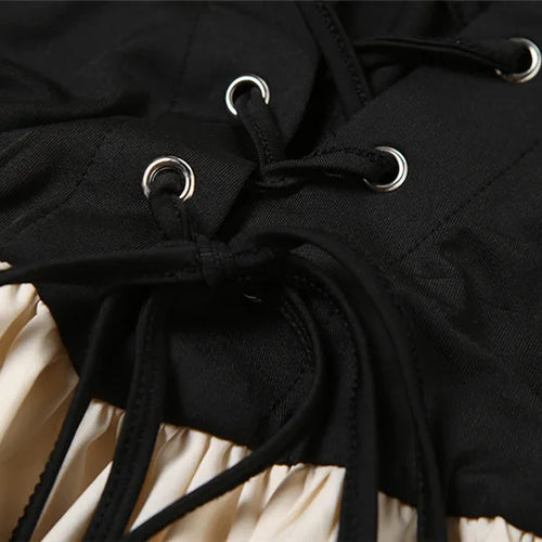 Load image into Gallery viewer, Patchwork Off-shoulder Sexy Maxi Dress For Women Contrasting Color Strapless Sleeveless Backless Lace-up Sexy Dress
