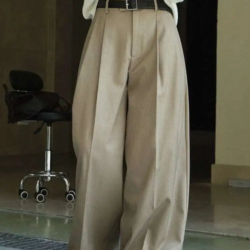 Load image into Gallery viewer, High Waist Khaki Pleated Long Wide Leg Elegant Pants New Loose Fit Trousers Women Fashion Tide Spring Autumn 2025 1DF2195

