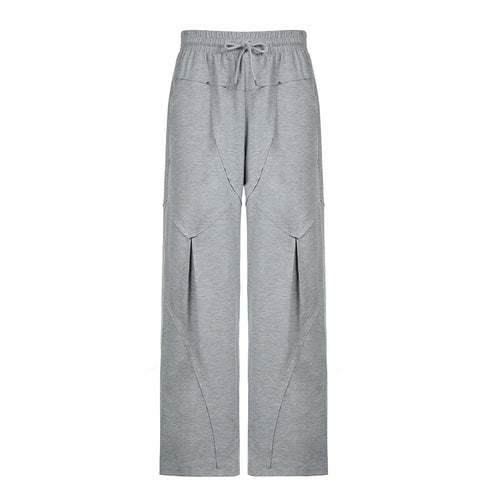 Load image into Gallery viewer, Streetwear Loose Stitching Gray Sweatpants Fall Winter Casual Women Trousers Sporty Chic Elastic Waist Joggers Bottom
