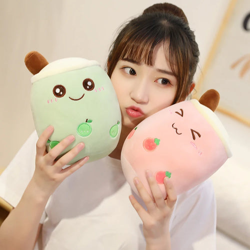 Load image into Gallery viewer, Kawaii Small Size Cartoon Bubble Tea Cup Peluche Toys Funny Boba Pillow Stuffed Soft Strawberry Panda Milk Tea Cushion Baby Gift
