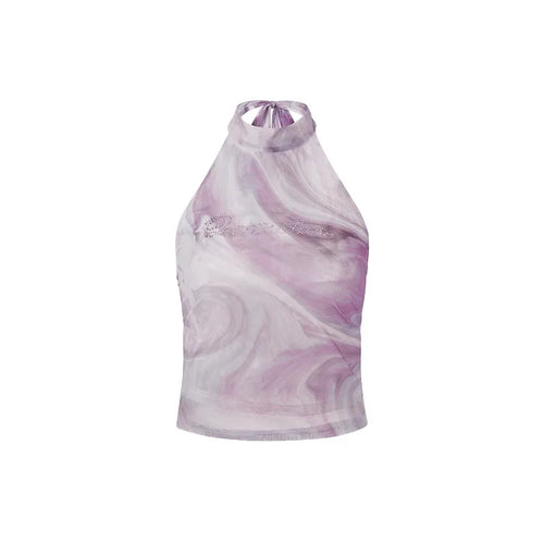 Load image into Gallery viewer, Japanese Y2k Halter Tops Vintage 2000s Style Diamond Tank Top Harajuku Tie-dye Backless Crop Top Korean Popular Tanktop

