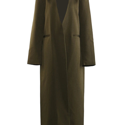 Load image into Gallery viewer, Women Army Green Big Size Long Elegant Blazer New Scarf Collar Long Sleeve Jacket Fashion Tide Spring Autumn 2025 1DH9827
