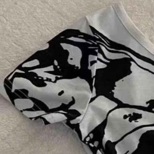 Load image into Gallery viewer, 2025 Summer Sexy One Off Shoulder Y2k Aesthetic T-Shirts Streetwear Vintage Gray Printing Slim Tshirts Harajuku Bottoming Tops
