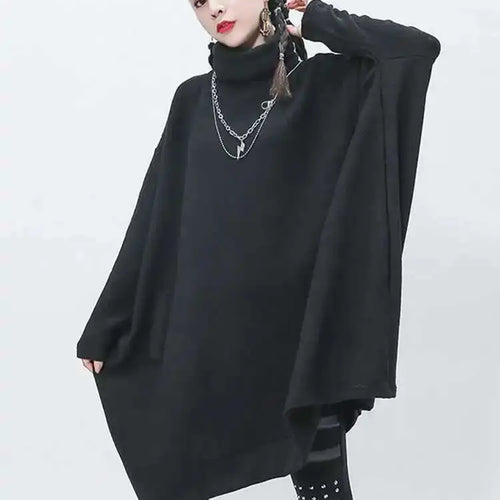 Load image into Gallery viewer, Black Big Size Knitting Sweater Loose Fit Turtleneck Long Sleeve Women Pullovers New Fashion Tide Autumn Winter 2025 1Z319
