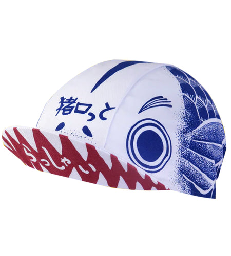 Japanese Style  Winged Good And Evil Double Sided Fish Polyester Cycling Caps Road Bike Sports Summer Hat Blue White Red