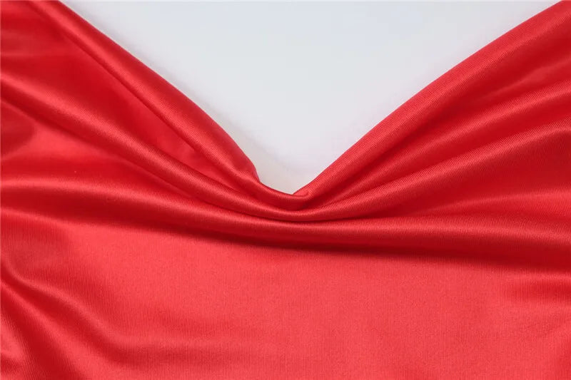 Halter Deep V Neck Printed Maxi Dress For Women Gown Red Off-shoulder Sleeveless Backless Fashion Bodycon Long Dress