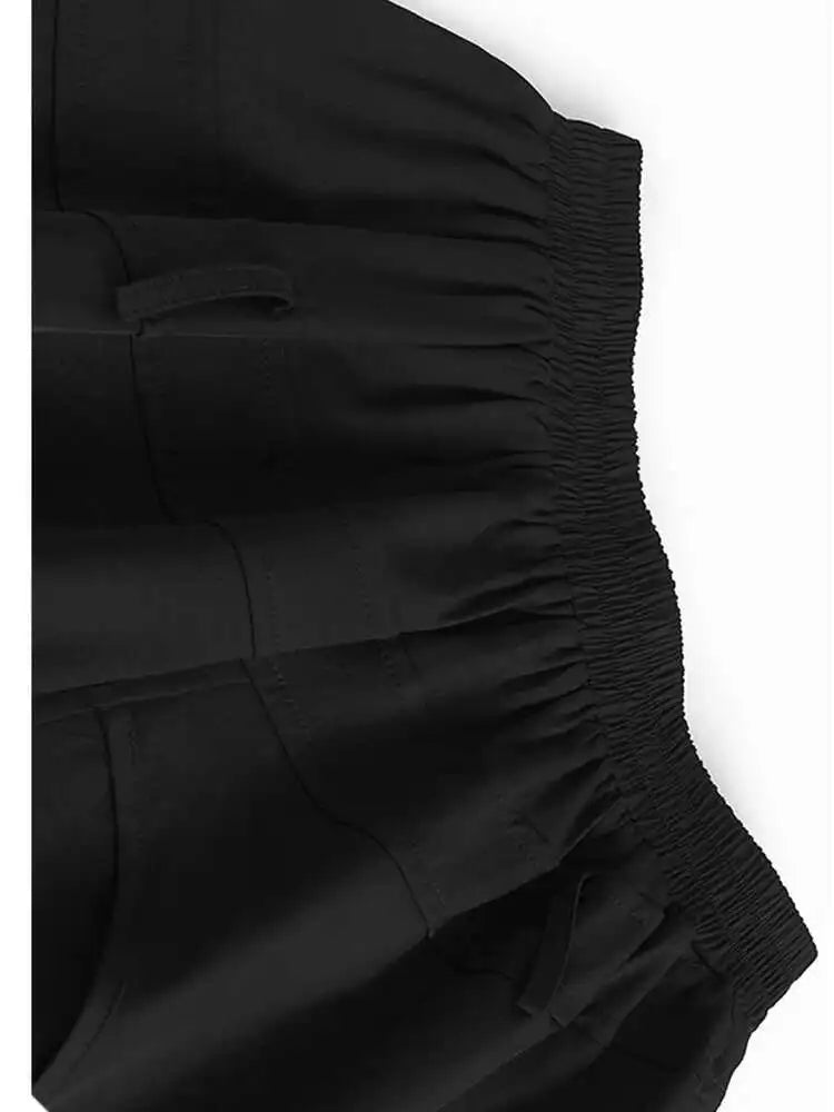 High Elastic Waist Black Irregular Hem Casual A-line Half-body Skirt Women Fashion Tide New Spring Autumn 2025 1DH6581