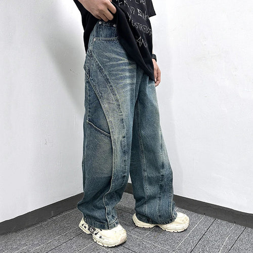 Load image into Gallery viewer, Men&#39;s Jeans New High Street American Style Splicing Design Niche Casual Distressed Trendy Worn-out Male Trousers 9W1770
