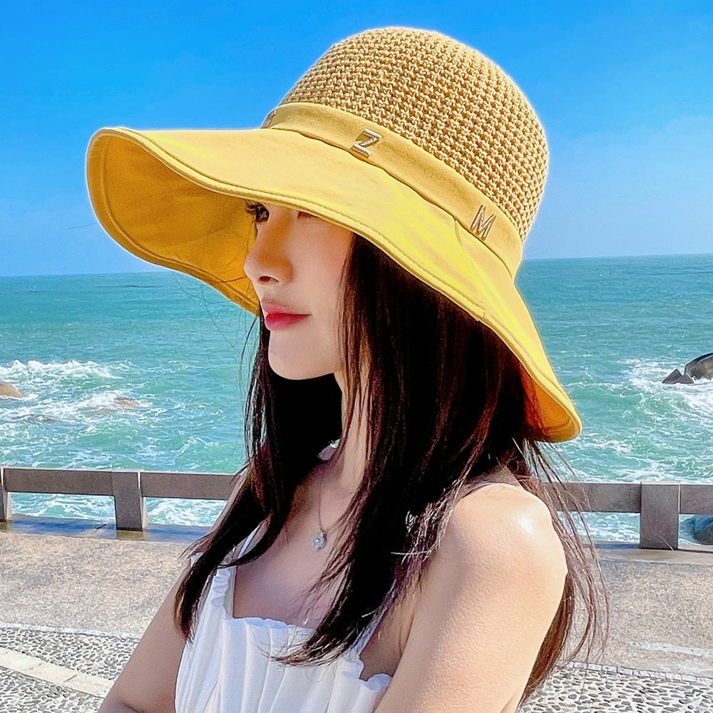 Summer Hats For Women Fashion Letter Design Straw Hat High Quality Sun Protection Sun Hat Travel Beach Hat