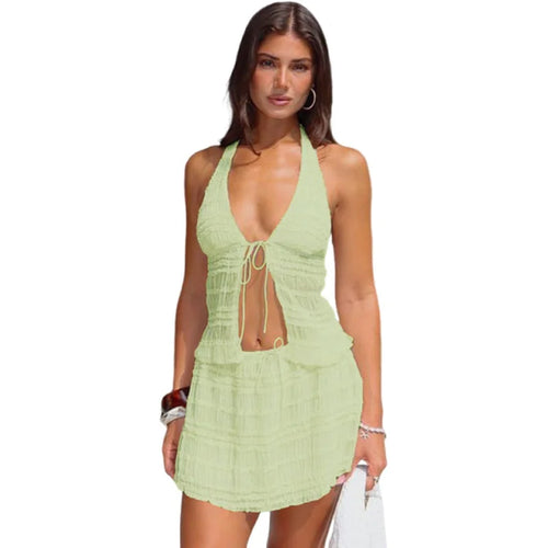 Load image into Gallery viewer, Summer Fashion Skirt Two Piece Sets Women Halter Tank Tops And Hot Skirt Female Beach Club Party Sexy 2 Piece Set
