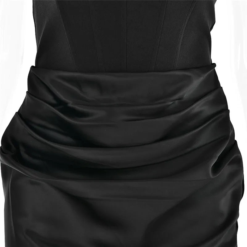 Elegant Strapless Bodycon Sexy Maxi Dress Women Black Fashion Off-shoulder Sleeveless Backless Club Party Long Dress