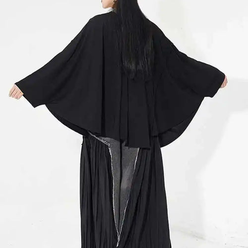 Load image into Gallery viewer, Women Black Big Size Brief Casual T-shirt New Round Neck Long Batwing Sleeve Fashion Tide Spring Autumn 2025 1DH5081
