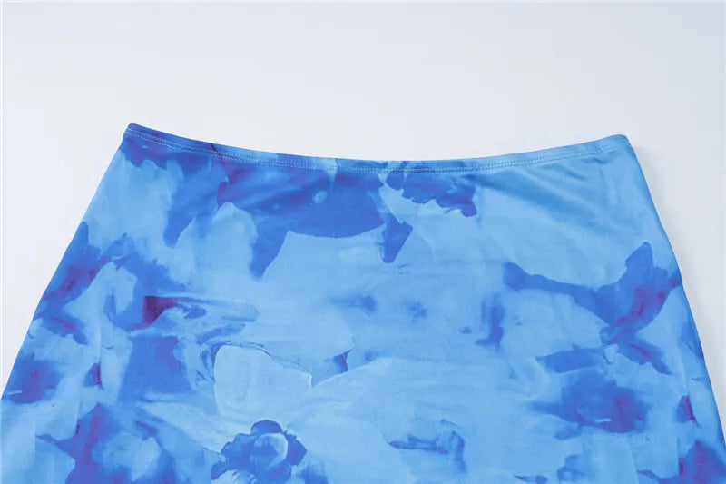 Strapless Print Sexy Two Piece Sets Women Spaghetti Strap Crop Tops And Maxi Skirt Female Elegant Printed 2 Piece Sets