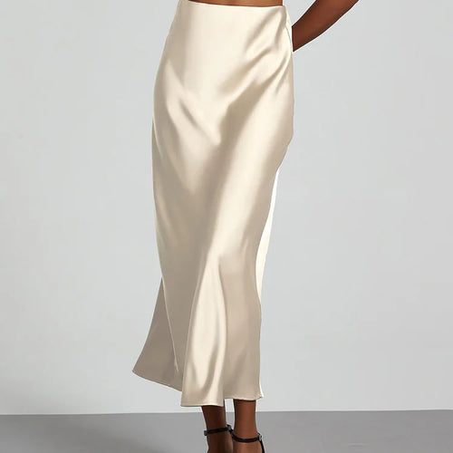 Load image into Gallery viewer, Fashion Satin Party Long Skirt High Waist Solid Color Casual Basic Women Skirts Fishtail Skirt Chic Summer Woman Clothing 2025
