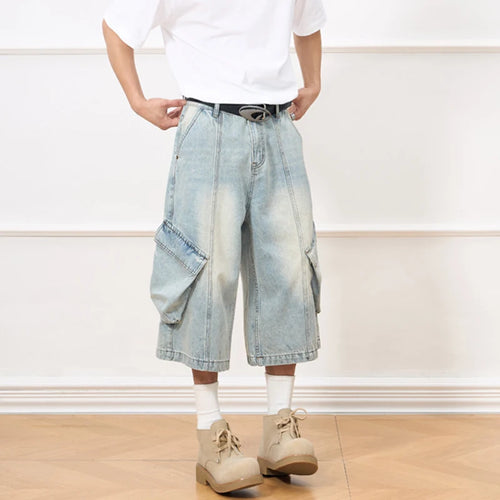 Load image into Gallery viewer, Men&#39;s Jeans New American Style Distressed Washed Multi Pockets Trendy Straight Leg Stylish Male Casual Bottoms 9W1910
