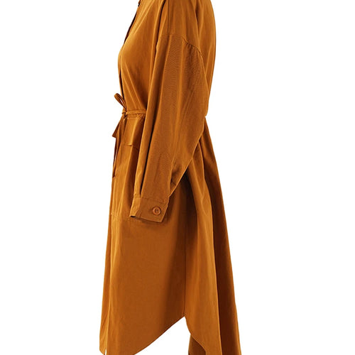 Load image into Gallery viewer, Women Orange Big Size Long Casual Blouse New Stand Collar Long Sleeve Shirt Fashion Tide Spring Autumn 2025  CPG2083
