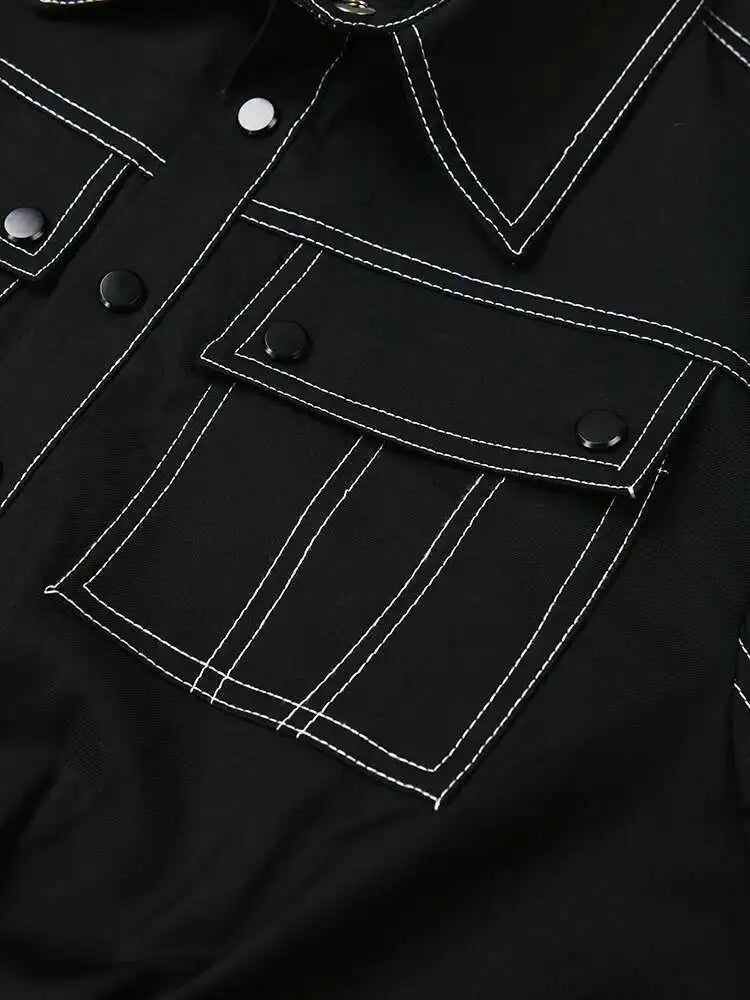 Black Jacket Big Size Wide Leg Pants Two Piece Suit New Lapel Long Sleeve Women Fashion Tide Spring Autumn 2025  CPG0425