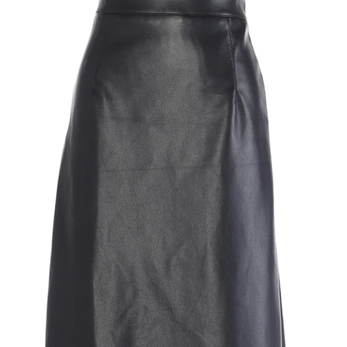 Load image into Gallery viewer, Solid Cut Out Leather Temperament Skirt For Women High Waist Patchwork Zipper Fashion A Line Skirt Female Autumn
