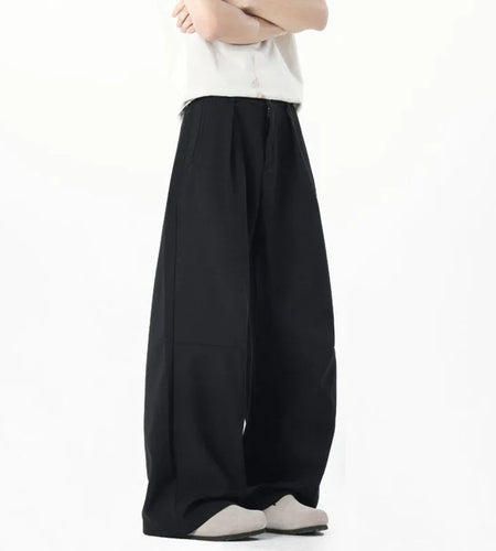 Summer Male Suit Pants Solid Color Simple Trendy Straight Wide Leg Tide Curved Knife Men's Causal Trousers 9W1880