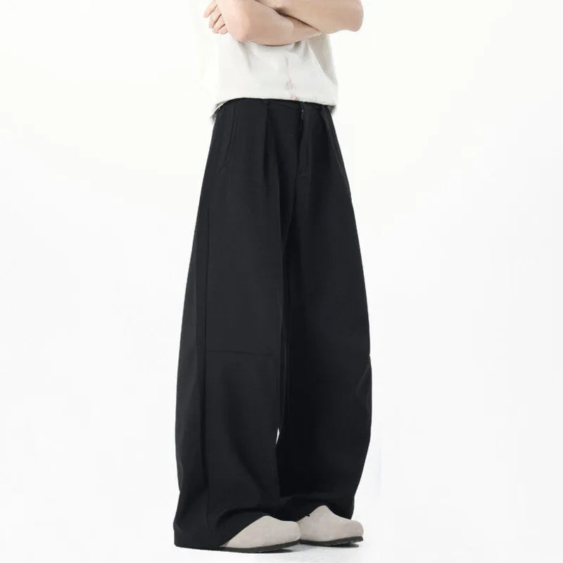 Summer Male Suit Pants Solid Color Simple Trendy Straight Wide Leg Tide Curved Knife Men's Causal Trousers 9W1880