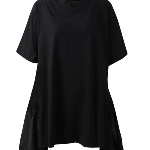 Load image into Gallery viewer, Women Black Ruffles Irregular Big Size Mini Dress New Round Neck Short Sleeve Fashion Tide Spring Summer 2025 1DH9574
