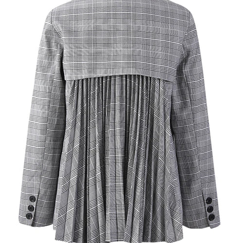 Load image into Gallery viewer, Women Plaid Double Breasted Back Pleated Elegant Blazer New Lapel Long Sleeve Jacket Fashion Spring Autumn 2025 3WM2547
