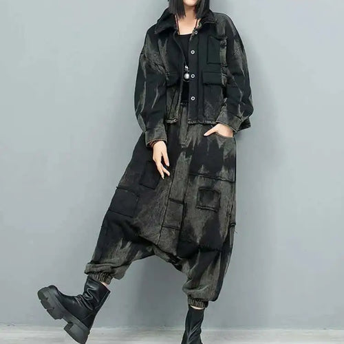 Load image into Gallery viewer, Big Size Casual Jacket Wide Leg Pants Two Piece Suit New Lapel Long Sleeve Women Fashion Tide Spring Autumn 2025 1DH9185
