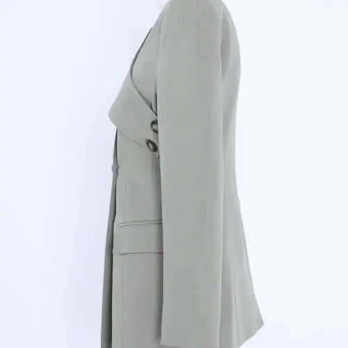 Load image into Gallery viewer, Women Gray Button Cross Hollow Out Elegant Blazer New V-neck Long Sleeve Jacket Fashion Tide Spring Autumn 2025 CPDB002
