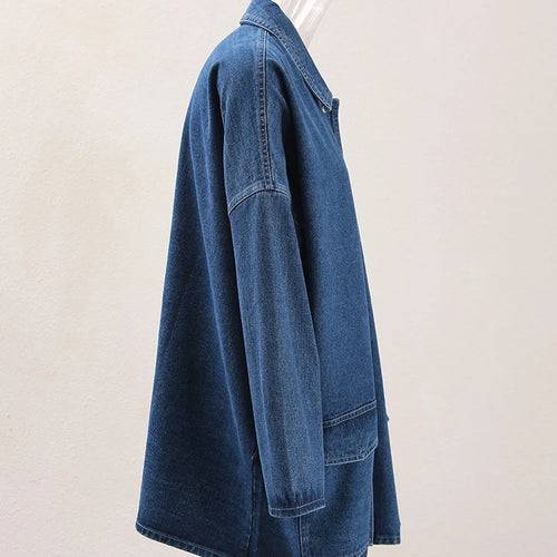 Load image into Gallery viewer, Blue Denim Thick Pocket Big Size Casual Jacket New Lapel Long Sleeve Women Coat Fashion Tide Spring Autumn 2025 CP2074
