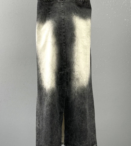 Loose Chic Denim Skirts For Women High Waist Hit Color Patchwork Belt Streetwear A Line Skirt Female Fashion