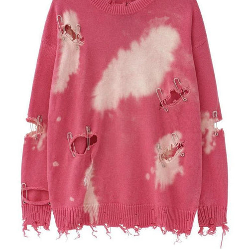 Load image into Gallery viewer, Holes Big Size Knitting Sweater Round Neck Long Sleeve Women Pullovers New Fashion Tide Spring Autumn 2025 1DH9795
