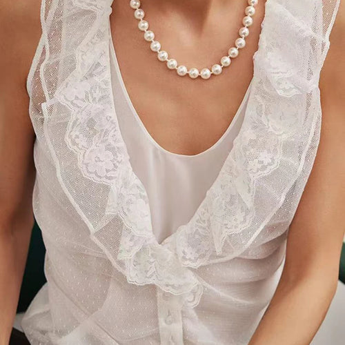 Load image into Gallery viewer, Hit Color Slimming Two Piece Sets for Women V Neck Long Spliced Embroidery Cardigan Patchwork Lace Vest Set Female
