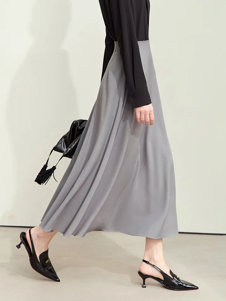 Amii Minimalism Skirts Woman 2024 Trend Autumn New Elegant Geometry Split Loose A-line Office Lady Midi Retro Skirt 12443032