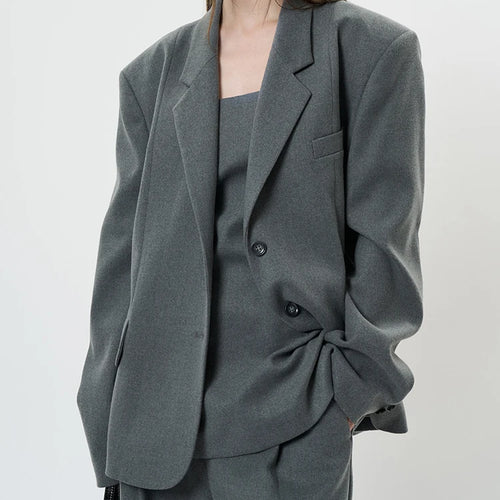 Load image into Gallery viewer, Women Gray Brief Shaped Elegant Big Size Blazer New Lapel Long Sleeve Jacket Fashion Tide Spring Autumn 2025 1DH9578
