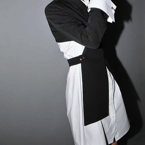 Load image into Gallery viewer, Women Black Cross Split Joint Blazer New Lapel Long Sleeve Loose Fit  Jacket Fashion Tide Spring Autumn 2025 1T447
